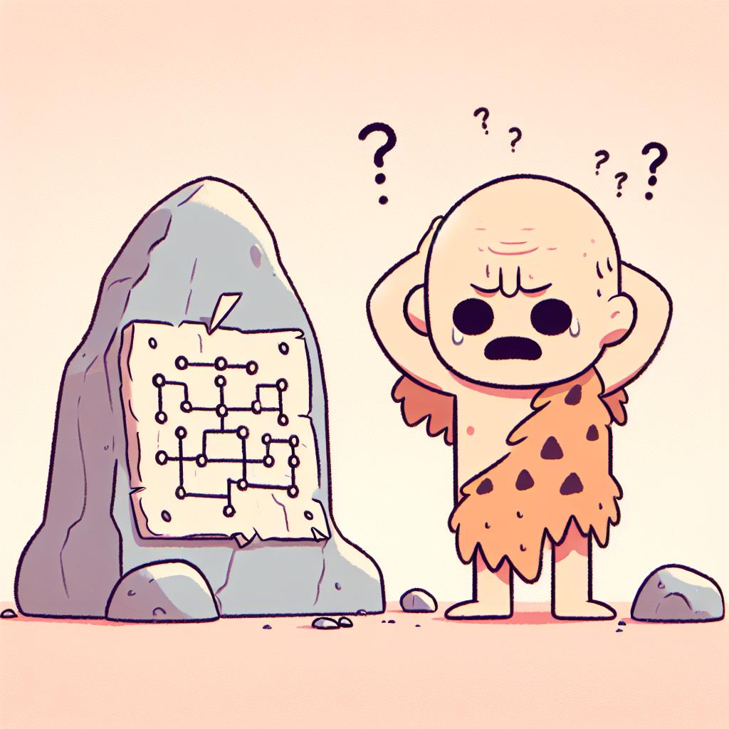 Caveman Papers — caveman confused by equations carved in stone